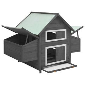 Chicken Coop Grey and White 152x96x110 cm Solid Firwood