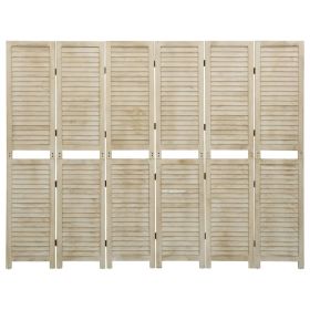 6-Panel Room Divider 210x165 cm Solid Wood Paulownia