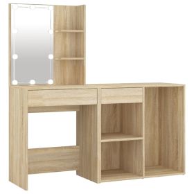 LED Dressing Table with Cabinet Sonoma Oak Engineered Wood