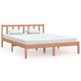 Bed Frame Honey Brown Solid Pinewood 120x190 cm 4FT Small Double