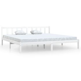 Bed Frame White Solid Pinewood 180x200 cm 6FT Super King UK