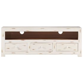 TV Cabinet Solid Wood Acacia 110x30x40 cm White