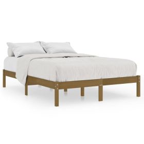 Bed Frame Honey Brown Solid Pinewood 120x190 cm 4FT Small Double