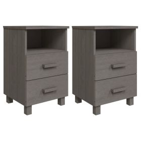 Bedside Cabinets 2 pcs Light Grey 40x35x62 cm Solid Wood Pine
