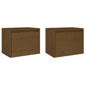 Wall Cabinets 2 pcs Honey Brown 45x30x35 cm Solid Pinewood