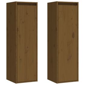 Wall Cabinets 2 pcs Honey Brown 30x30x100 cm Solid Pinewood