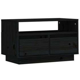 TV Cabinet Black 60x35x37 cm Solid Wood Pine