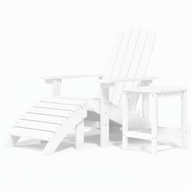 Garden Adirondack Chair with Footstool & Table HDPE White