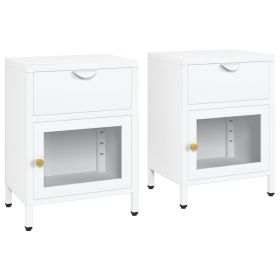 Nightstands 2 pcs White 40x30x54.5 cm Steel and Glass