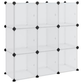 Storage Cube Organiser with 9 Cubes and Doors Transparent PP