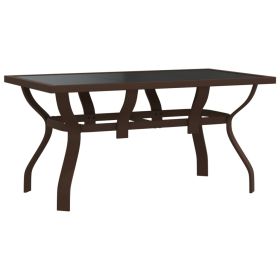 Garden Table Brown and Black 140x70x70 cm Steel and Glass