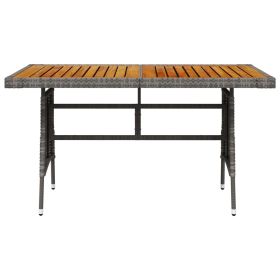 Garden Table Grey 130x70x72 cm Poly Rattan & Solid Acacia Wood