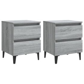 Bed Cabinets with Metal Legs 2 pcs Grey Sonoma 40x35x50 cm
