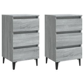 Bed Cabinets with Metal Legs 2 pcs Grey Sonoma 40x35x69 cm