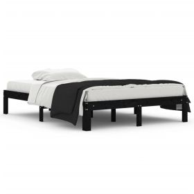 Bed Frame Black Solid Wood 140x200 cm 4FT6 Double