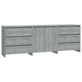 3 Piece Sideboard Grey Sonoma Engineered Wood