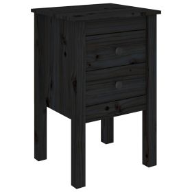 Bedside Cabinet Black 40x35x61.5 cm Solid Wood Pine