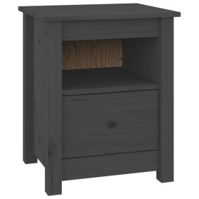 Bedside Cabinet Grey 40x35x49 cm Solid Wood Pine