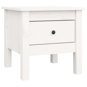 Side Table White 40x40x39 cm Solid Wood Pine