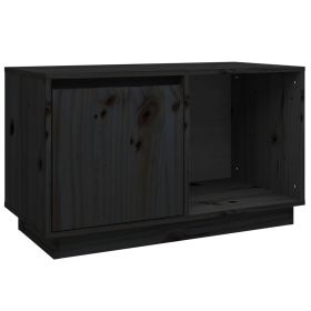 TV Cabinet Black 74x35x44 cm Solid Wood Pine