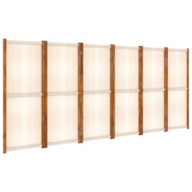 6-Panel Room Divider Cream White 420x180 cm