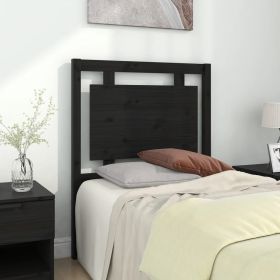 Bed Headboard Black 80.5x4x100 cm Solid Pine Wood