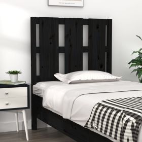 Bed Headboard Black 80.5x4x100 cm Solid Wood Pine