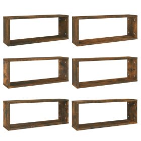 Wall Cube Shelves 6 pcs Smoked Oak 60x15x23 cm Engineered Wood