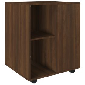 Rolling Cabinet Brown Oak 60x53x72 cm Engineered Wood