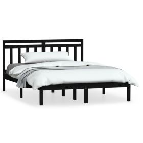 Bed Frame Black 120x190 cm Small Double Solid Wood