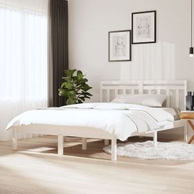 Bed Frame White Solid Wood Pine 140x200 cm