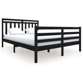 Bed Frame Black Solid Wood 160x200 cm