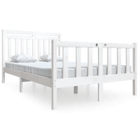 Bed Frame White Solid Wood 120x200 cm 4FT Small Double
