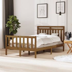 Bed Frame Honey Brown 120x190 cm Small Double Solid Wood