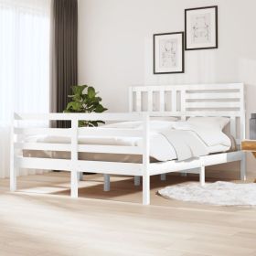 Bed Frame White Solid Wood 140x200 cm