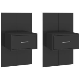 Wall-mounted Bedside Cabinets 2 pcs Black