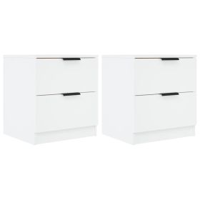 Bedside Cabinets 2 pcs White Engineered Wood