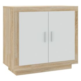 Sideboard White and Sonoma Oak 80x40x75 cm Engineered Wood
