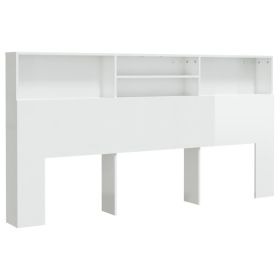 Headboard Cabinet High Gloss White 200x19x103.5 cm