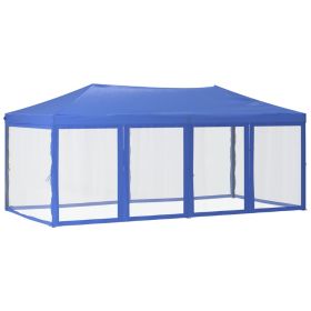 Folding Party Tent with Sidewalls Blue 3x6 m