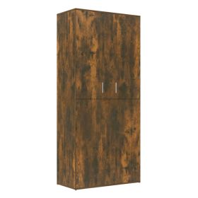Shoe Cabinet Smoked Oak 80x39x178 cm Engineered Wood