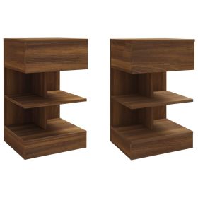 Bedside Cabinets 2 pcs Brown Oak 40x35x65 cm Engineered Wood