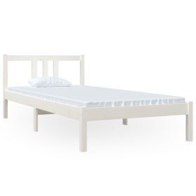 Bed Frame White Solid Wood 90x200 cm