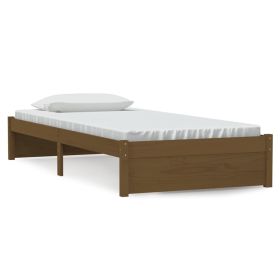 Bed Frame Honey Brown Solid Wood 90x190 cm 3FT Single