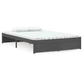 Bed Frame Grey Solid Wood 120x200 cm