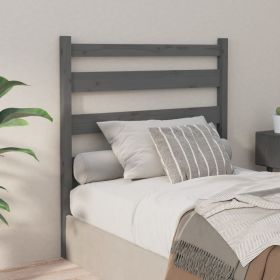 Bed Headboard Grey 96x4x100 cm Solid Wood Pine