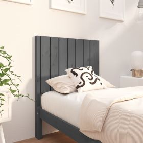 Bed Headboard Grey 80.5x4x100 cm Solid Wood Pine