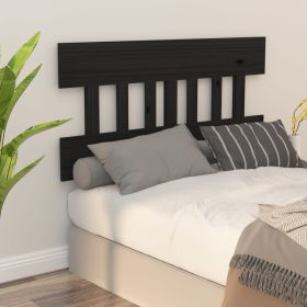 Bed Headboard Black 203.5x3x81 cm Solid Wood Pine