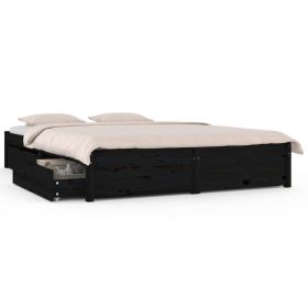 Bed Frame with Drawers Black 135x190 cm 4FT6 Double