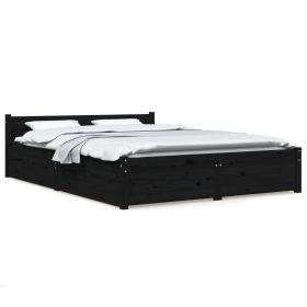 Bed Frame with Drawers Black 135x190 cm 4FT6 Double